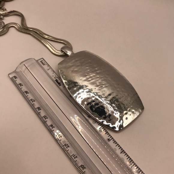 Erica Lyons Silver Hammered Pendant Necklace - Picture 6 of 10